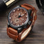 Army Leather Sports Wrist Watch Quartz Watches VANA Trade Brown Whiye