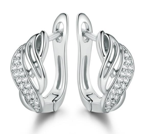 Austrian Crystal Hoop Delicate Earrings Hoop Earrings XIAGAO Official Store white plated