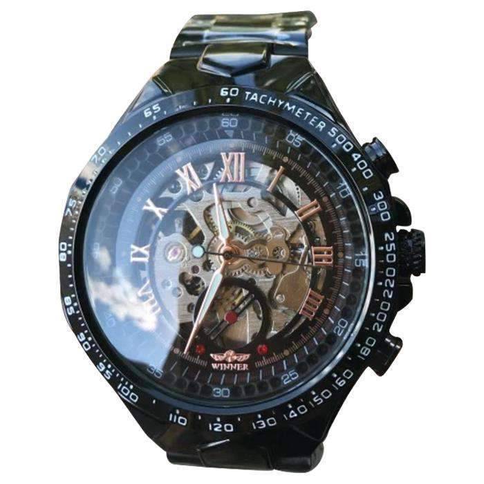 Bezel Golden Skeleton Design Waterproof Mechanical Watch For Men Mechanical Watches GMT