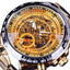 Bezel Golden Skeleton Design Waterproof Mechanical Watch For Men Mechanical Watches GMT Golden
