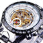 Bezel Golden Skeleton Design Waterproof Mechanical Watch For Men Mechanical Watches GMT New White Golden