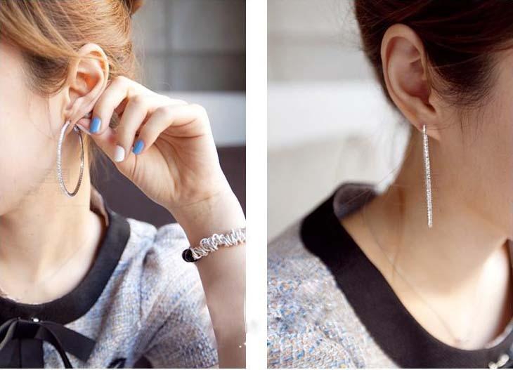Big Crystal Hoop Earrings Hoop Earrings jztop Official Store silver 40mm