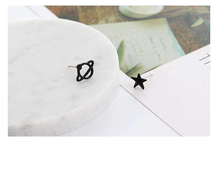 Black Acrylic Saturn Push Back Stud Earrings For Women Stud Earrings Welcome to XXZHJ Store
