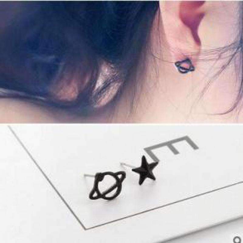 Black Acrylic Saturn Push Back Stud Earrings For Women Stud Earrings Welcome to XXZHJ Store