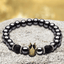 Black Hematite Bead Strand Bracelet For Men With Crown Strand Bracelets HelloLeo