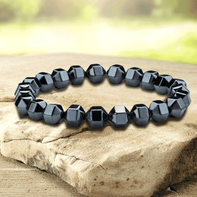 Black Hematite Bead Strand Bracelet For Men With Crown Strand Bracelets HelloLeo