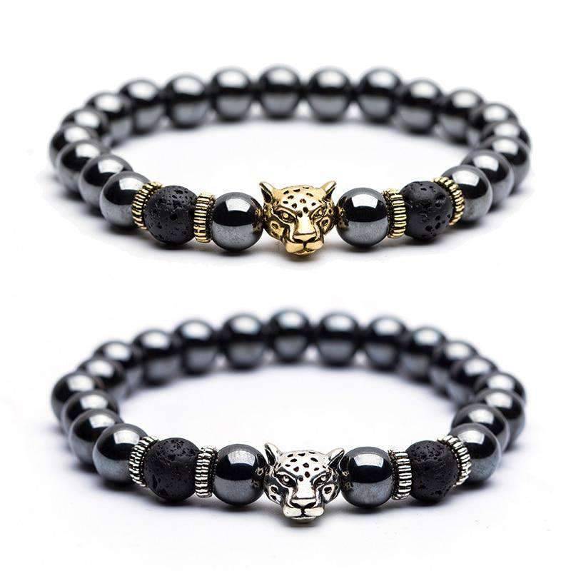 Black Hematite Bead Strand Bracelet For Men With Crown Strand Bracelets HelloLeo
