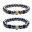 Black Hematite Bead Strand Bracelet For Men With Crown Strand Bracelets HelloLeo