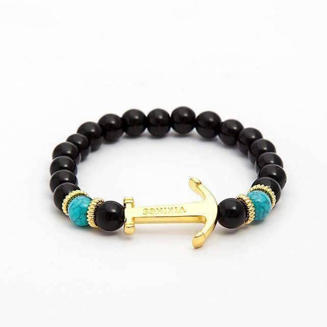 Black Hematite Bead Strand Bracelet For Men With Crown Strand Bracelets HelloLeo B020030
