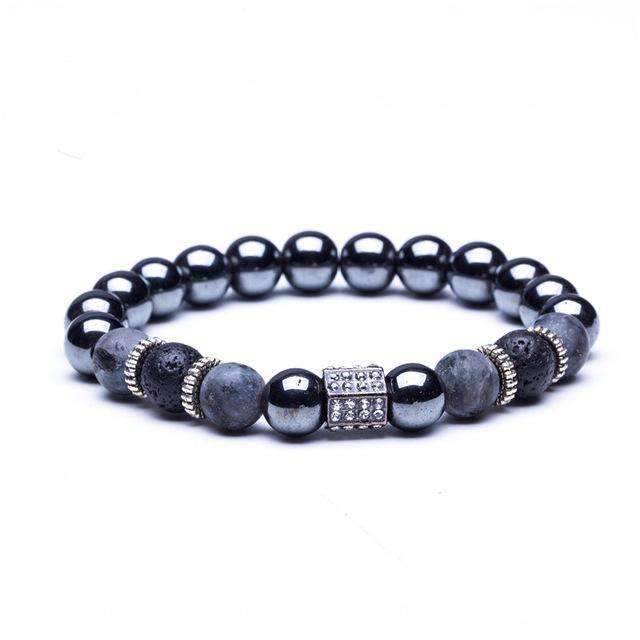 Black Hematite Bead Strand Bracelet For Men With Crown Strand Bracelets HelloLeo B020237