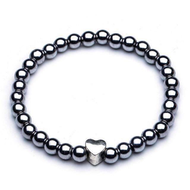 Black Hematite Bead Strand Bracelet For Men With Crown Strand Bracelets HelloLeo B020409