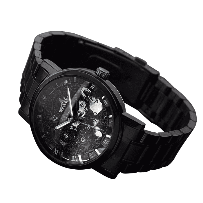 Black Skeleton Design Antique Automatic Men’s Mechanical Watch Mechanical Watches Chinese Watch factory