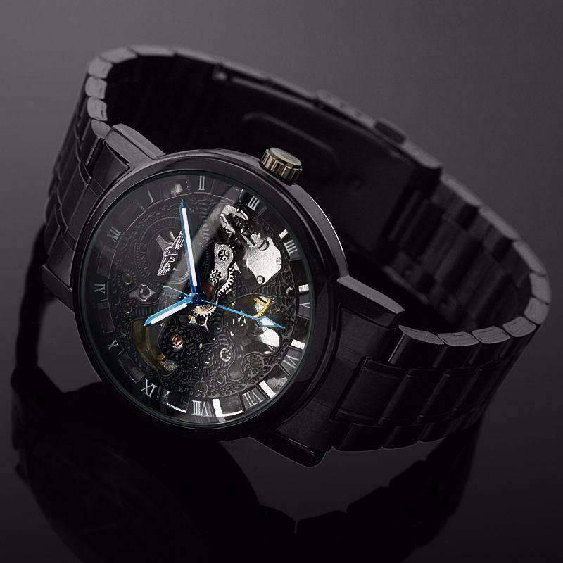 Black Skeleton Design Antique Automatic Men’s Mechanical Watch Mechanical Watches Chinese Watch factory