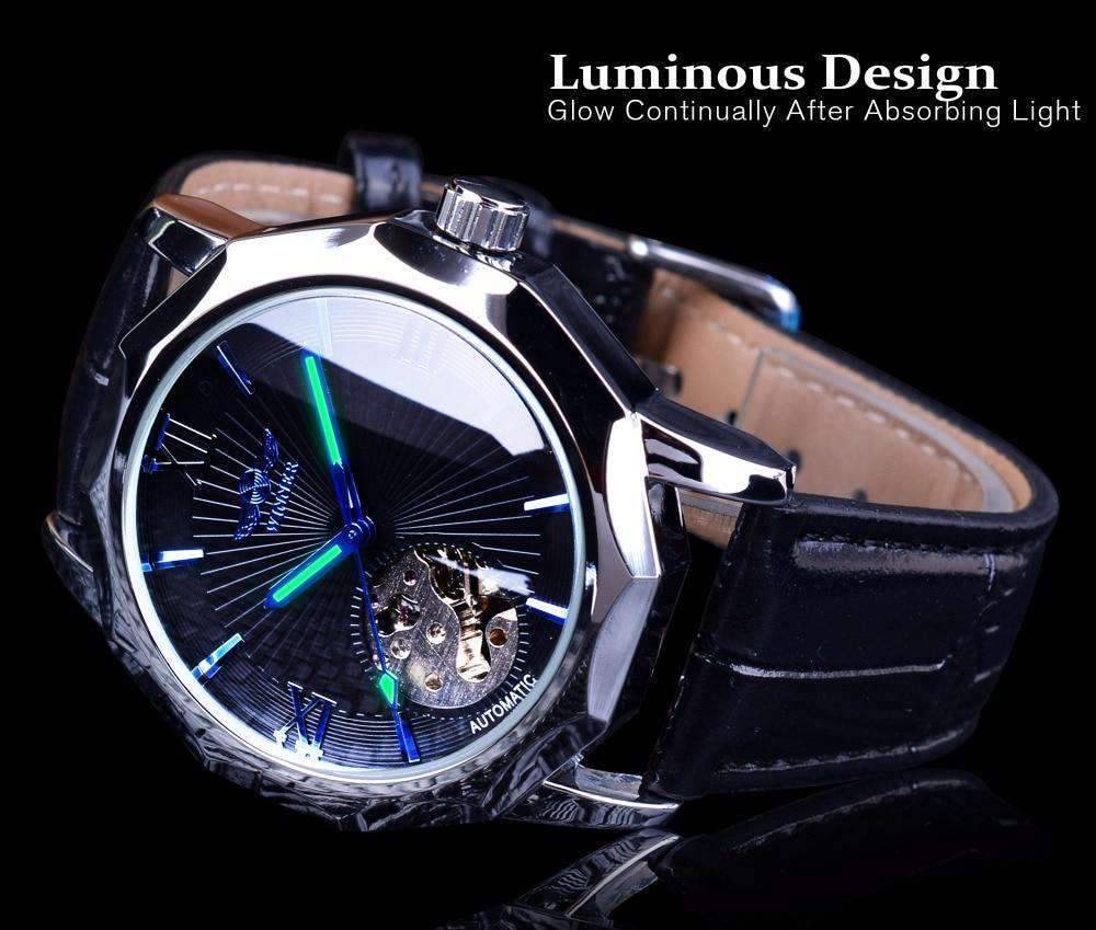 Blue Ocean Geometry Design Skeleton Dial Mechanical Watch For Men Mechanical Watches GMT