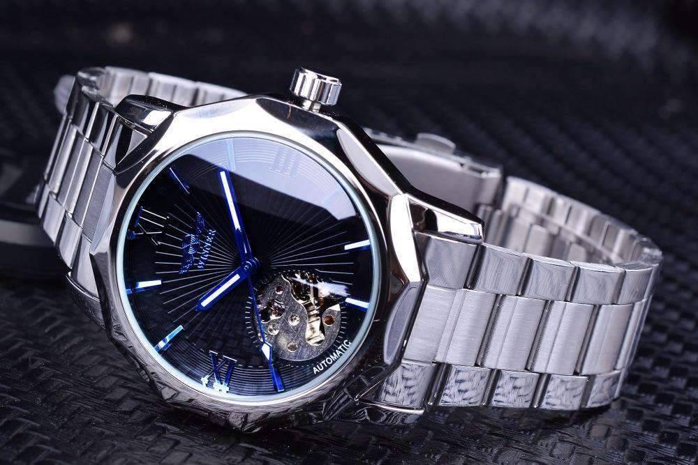 Blue Ocean Geometry Design Transparent Men's Mechanical Watch Mechanical Watches GMT