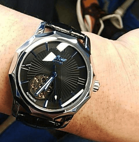 Blue Ocean Geometry Design Transparent Men's Mechanical Watch Mechanical Watches GMT