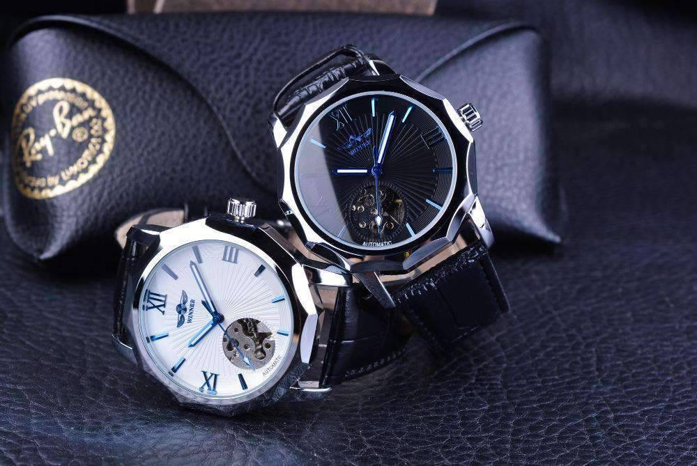 Blue Ocean Geometry Design Transparent Men's Mechanical Watch Mechanical Watches GMT