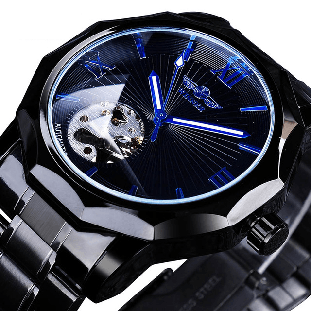 Blue Ocean Geometry Design Transparent Men's Mechanical Watch Mechanical Watches GMT
