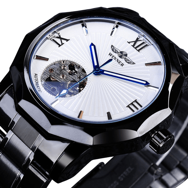 Blue Ocean Geometry Design Transparent Men's Mechanical Watch Mechanical Watches GMT