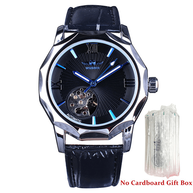 Blue Ocean Geometry Design Transparent Men's Mechanical Watch Mechanical Watches GMT Blue Without Box