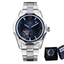 Blue Ocean Geometry Design Transparent Men's Mechanical Watch Mechanical Watches GMT Silver Blue with Box