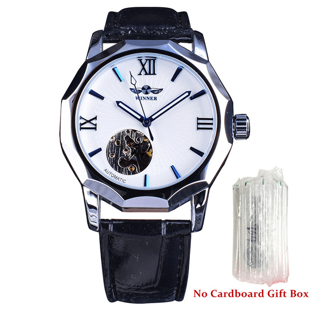 Blue Ocean Geometry Design Transparent Men's Mechanical Watch Mechanical Watches GMT White without Box