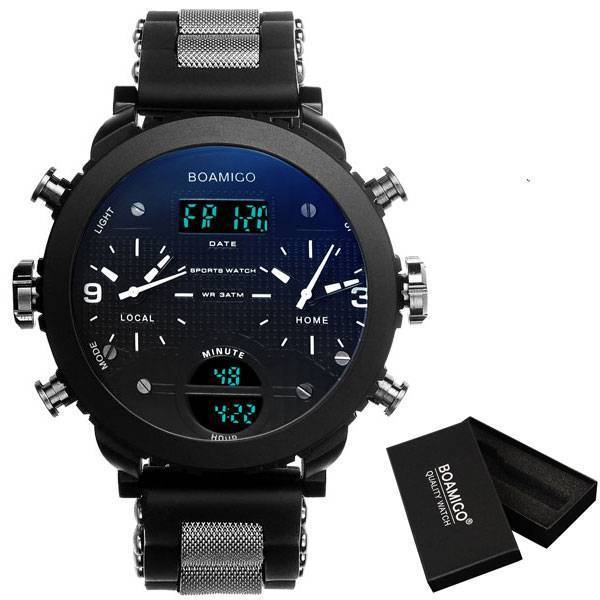 BOAMIGO 3 time zone military sports watches Sports Watches BOAMIGO Official Store blue with box