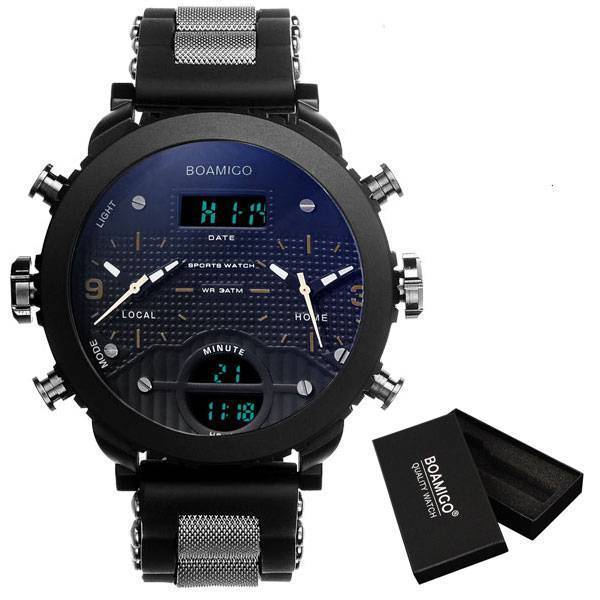 BOAMIGO 3 time zone military sports watches Sports Watches BOAMIGO Official Store godl with box