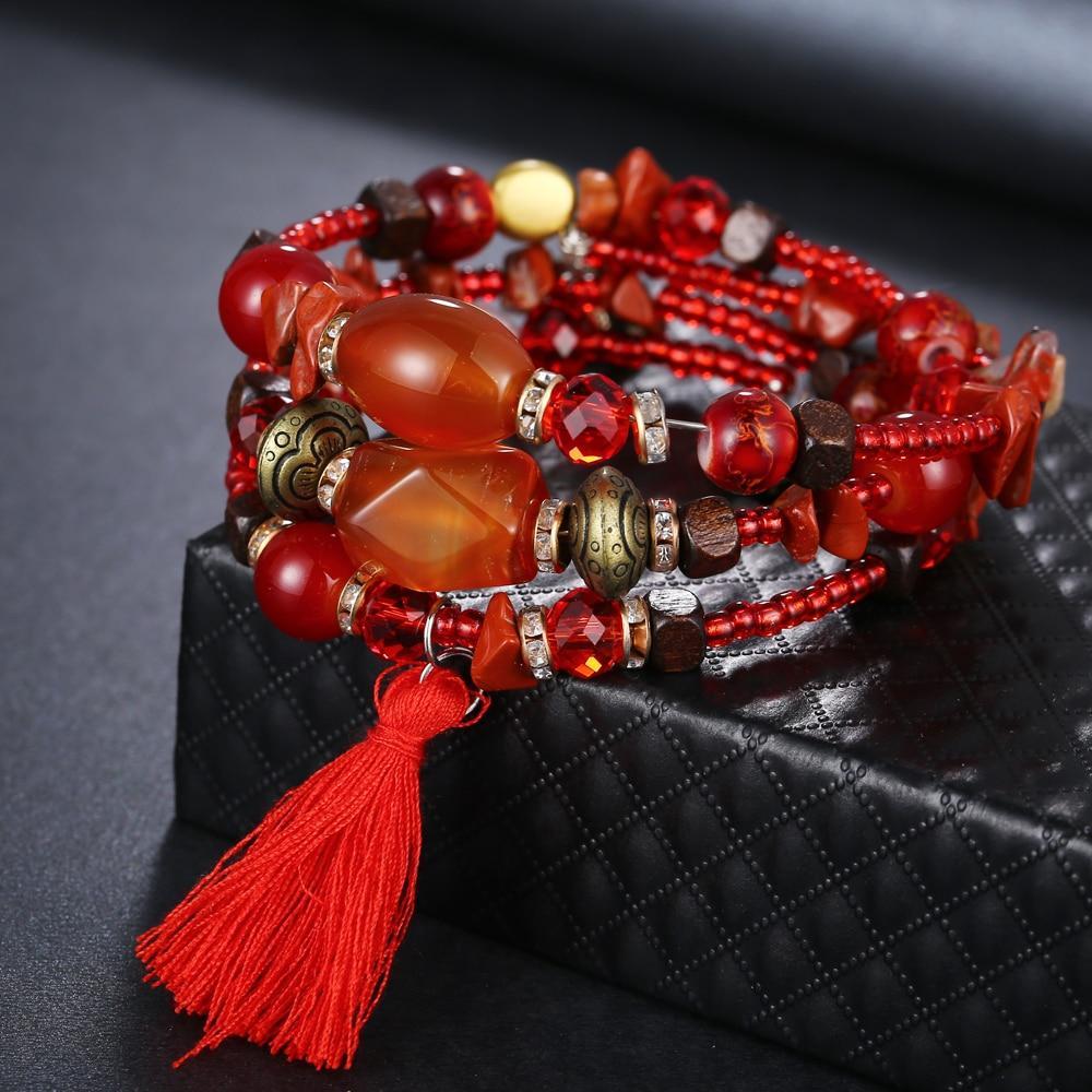 Bohemian Resin Stone Bead Bracelets for Women Strand Bracelets 17KM Official Store