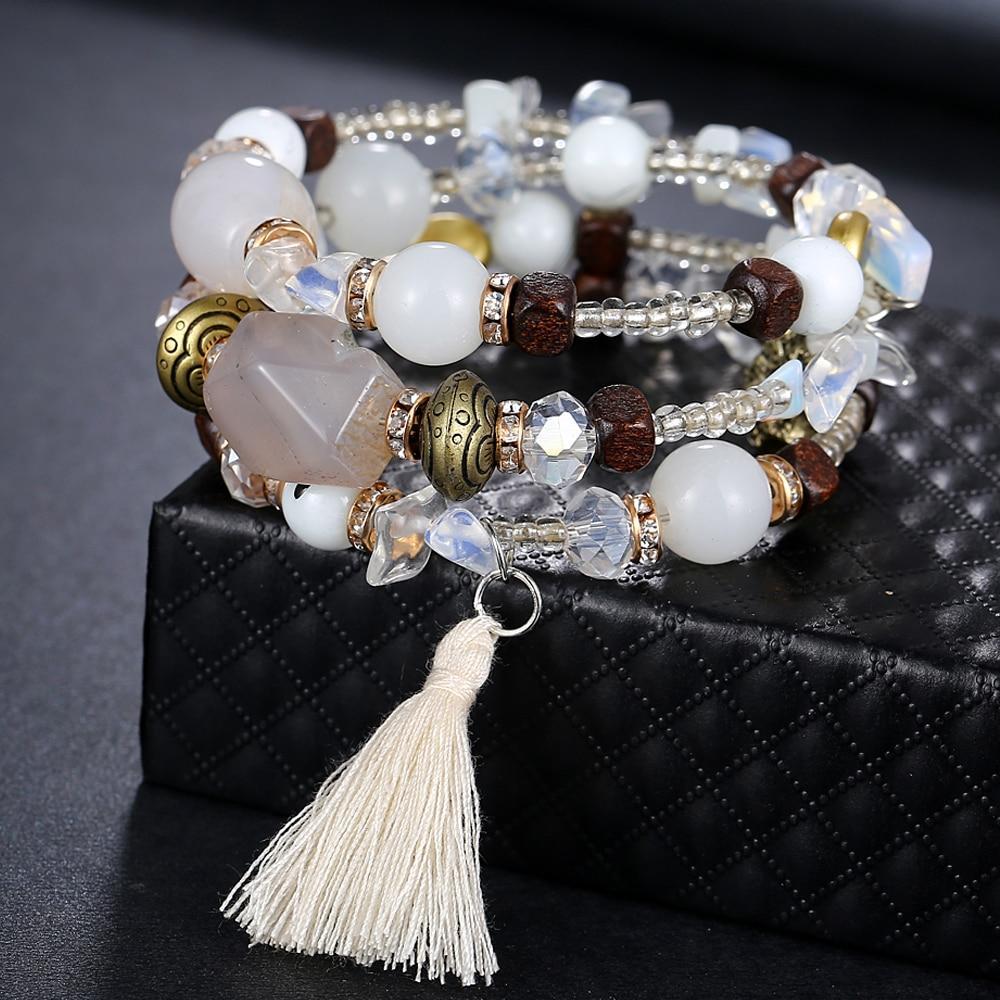 Bohemian Resin Stone Bead Bracelets for Women Strand Bracelets 17KM Official Store