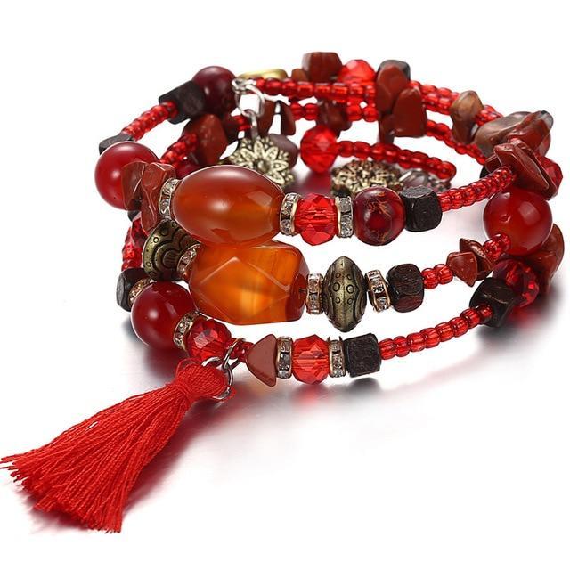 Bohemian Resin Stone Bead Bracelets for Women Strand Bracelets 17KM Official Store FCS50910