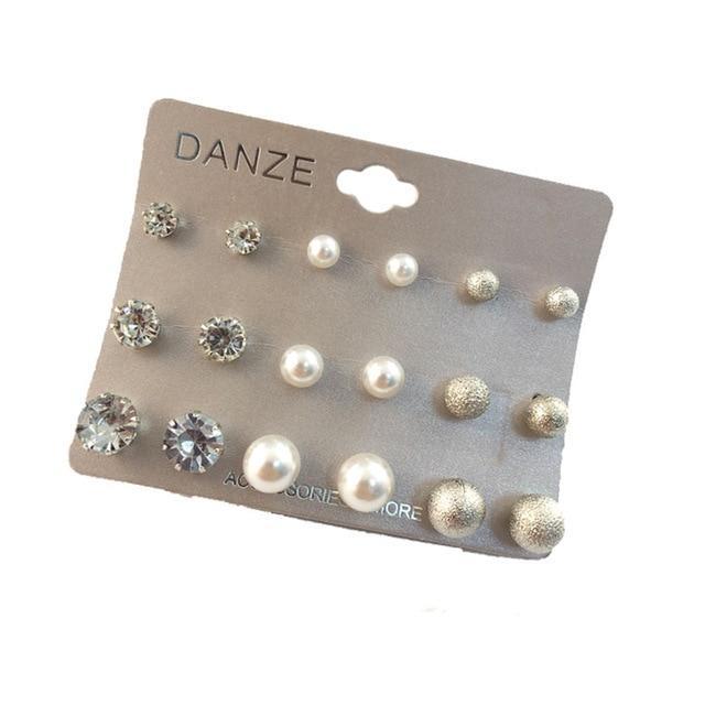 Brincos Mixed Crystal Stud Earrings Stud Earrings DanZe Accessories Store E0004