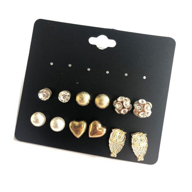 Brincos Mixed Crystal Stud Earrings Stud Earrings DanZe Accessories Store E0112