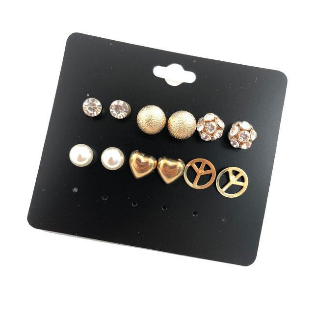 Brincos Mixed Crystal Stud Earrings Stud Earrings DanZe Accessories Store E0113