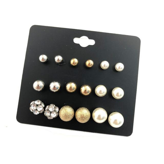 Brincos Mixed Crystal Stud Earrings Stud Earrings DanZe Accessories Store E0115