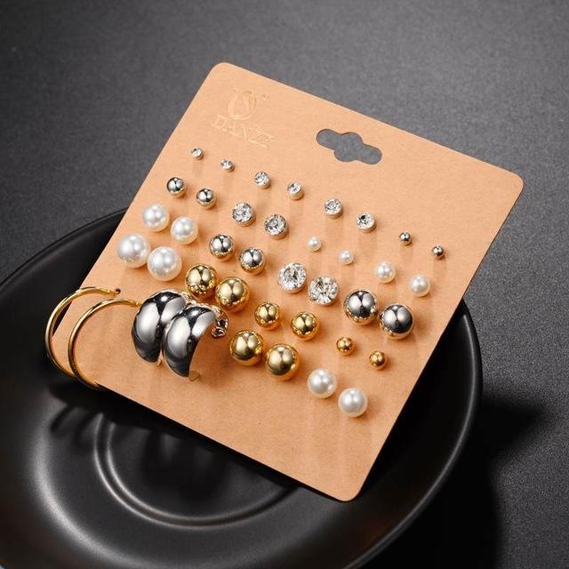 Brincos Mixed Crystal Stud Earrings Stud Earrings DanZe Accessories Store E0661