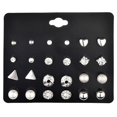 Brincos Mixed Crystal Stud Earrings Stud Earrings DanZe Accessories Store E0875