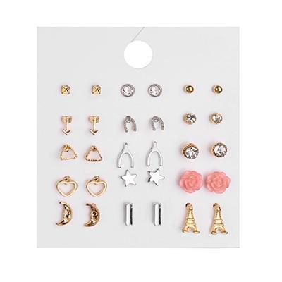 Brincos Mixed Crystal Stud Earrings Stud Earrings DanZe Accessories Store E0957