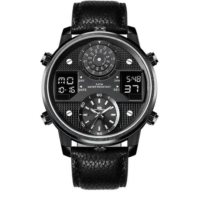 Business Chronograph Luminous Leather Strap Men's Quartz Watch Quartz Watches KAT-WACH Official Store KT720black