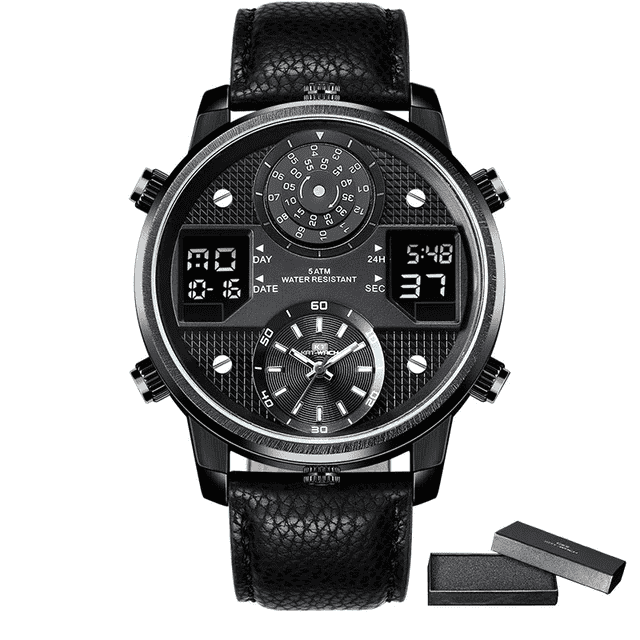 Business Chronograph Luminous Leather Strap Men's Quartz Watch Quartz Watches KAT-WACH Official Store KT720blackB
