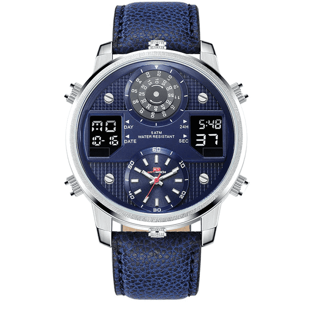 Business Chronograph Luminous Leather Strap Men's Quartz Watch Quartz Watches KAT-WACH Official Store KT720blue