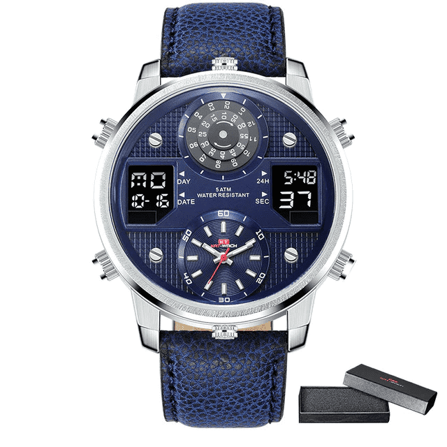 Business Chronograph Luminous Leather Strap Men's Quartz Watch Quartz Watches KAT-WACH Official Store KT720blueB