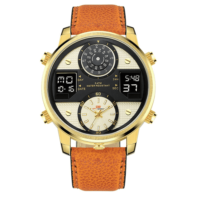 Business Chronograph Luminous Leather Strap Men's Quartz Watch Quartz Watches KAT-WACH Official Store KT720gold