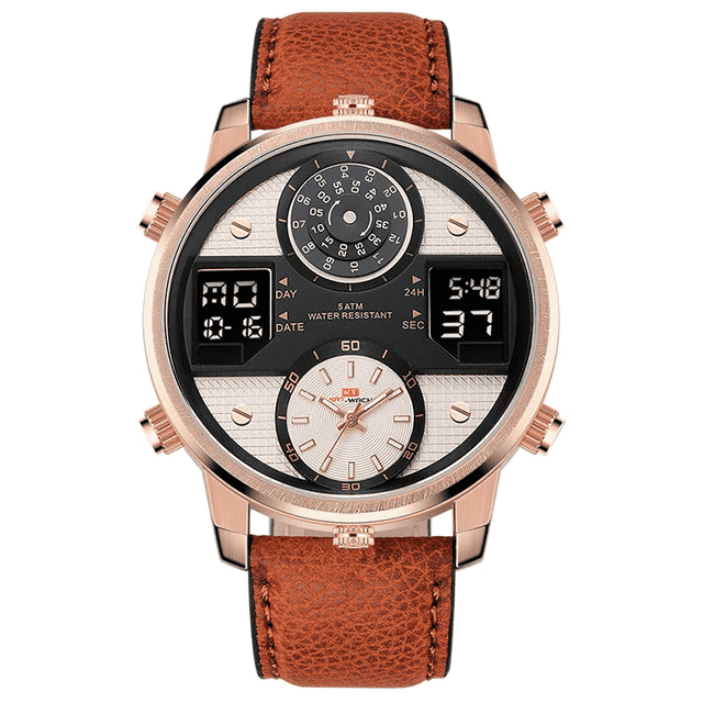 Business Chronograph Luminous Leather Strap Men's Quartz Watch Quartz Watches KAT-WACH Official Store KT720rose