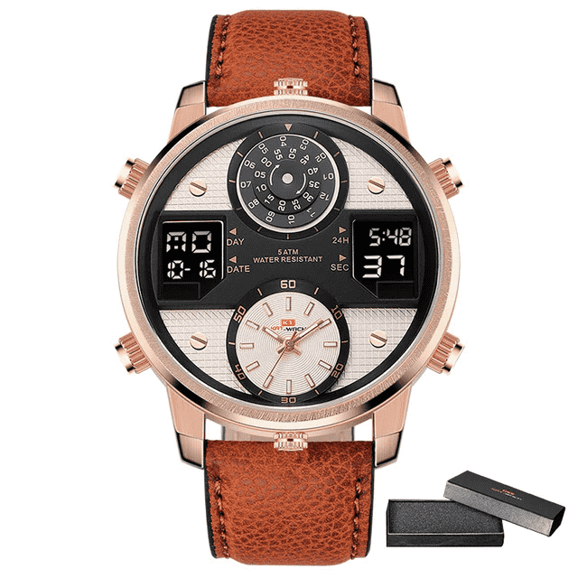 Business Chronograph Luminous Leather Strap Men's Quartz Watch Quartz Watches KAT-WACH Official Store KT720roseB