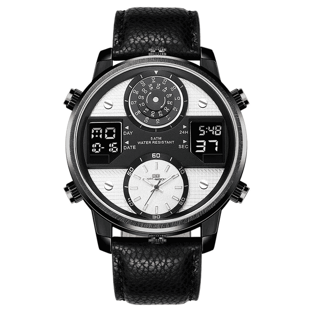 Business Chronograph Luminous Leather Strap Men's Quartz Watch Quartz Watches KAT-WACH Official Store KT720white