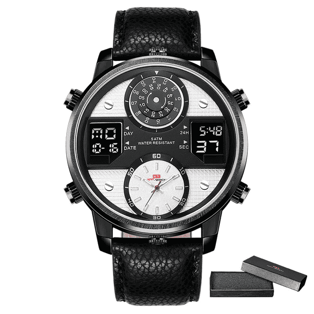 Business Chronograph Luminous Leather Strap Men's Quartz Watch Quartz Watches KAT-WACH Official Store KT720whiteB