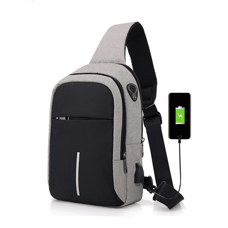 Business Style Oxford Solid Shoulder Crossbody Bag for Men Crossbody Bags Fengdong Company Store light grey