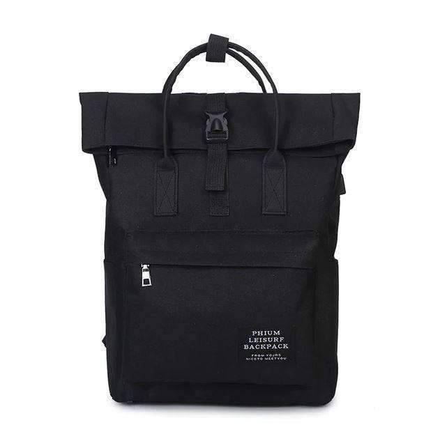 Canvas Nylon School Bag Zipper Laptop Backpacks for Women Backpacks Asm's Bag Store black