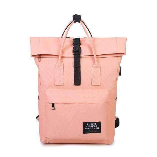 Canvas Nylon School Bag Zipper Laptop Backpacks for Women Backpacks Asm's Bag Store pink